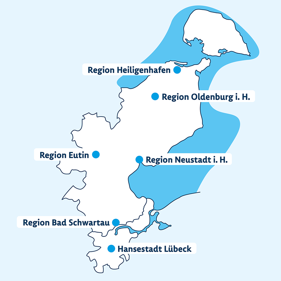 Standorte der DIE BRÜCKE in Lübeck und Ostholstein (Karte)